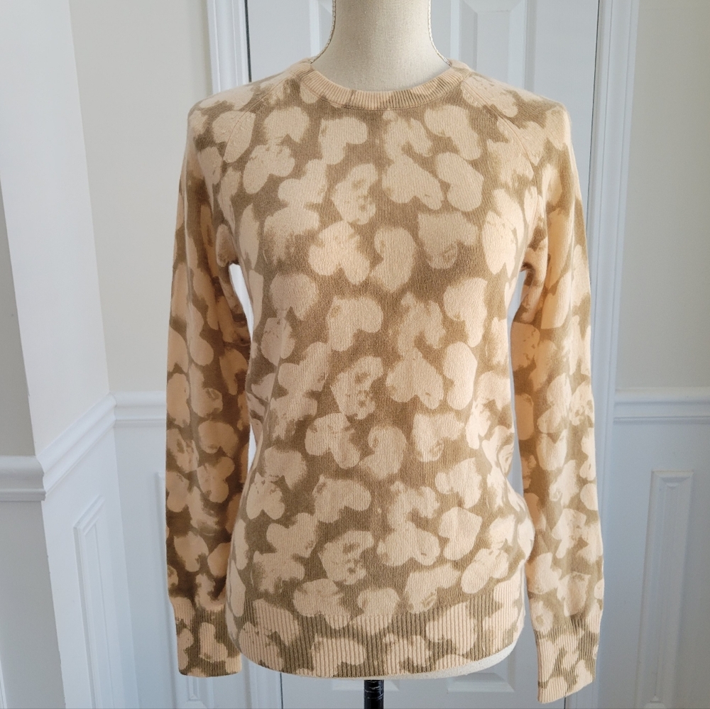 Equipment Femme Cashmere Sweater Crew Neck Camp Heart Abstract Printed Size XS